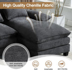 110.2" Modular U Shaped Cloud Couch, Modern 4-Seat Chenille Upholstery Sectional Sofa with Double Chaise & Double Layer Cushions, Deep Seat Comfy Couch for Living Room, Bedroom, Apartment,Grey