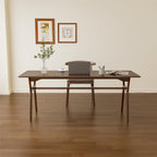 Solid Wood Study Desk - 63" Double Long Computer Table for Home Office, 2-Person PC Workstation, Walnut
