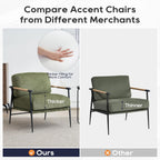 2PCS Green Accent Chair Set of 2 Chenille Mid Century Modern Armchair with Upholstered Soft Cushion for Living Room,Lounge,Bedroom,Wood-Grain Metal Armrest Legs