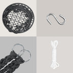 SUNCREAT Hammock Chair Hanging Macrame Swing with Hardware Kits, Max 330 Lbs, Handmade Knitted Mesh Rope Swing Chair for Indoor, Outdoor, Bedroom, Patio, Yard, Garden, Pack of 2, Grey