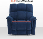 MCombo Large-Wide Dual Motor Power Lift Recliner Chair, Massage and Dual Heating for Elderly People, Infinite Position, Fabric R7166 (Navy Blue)