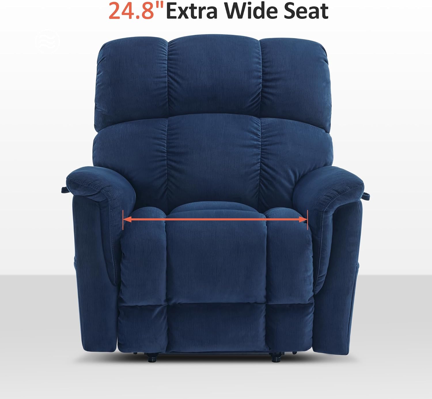 MCombo Large-Wide Dual Motor Power Lift Recliner Chair, Massage and Dual Heating for Elderly People, Infinite Position, Fabric R7166 (Navy Blue)
