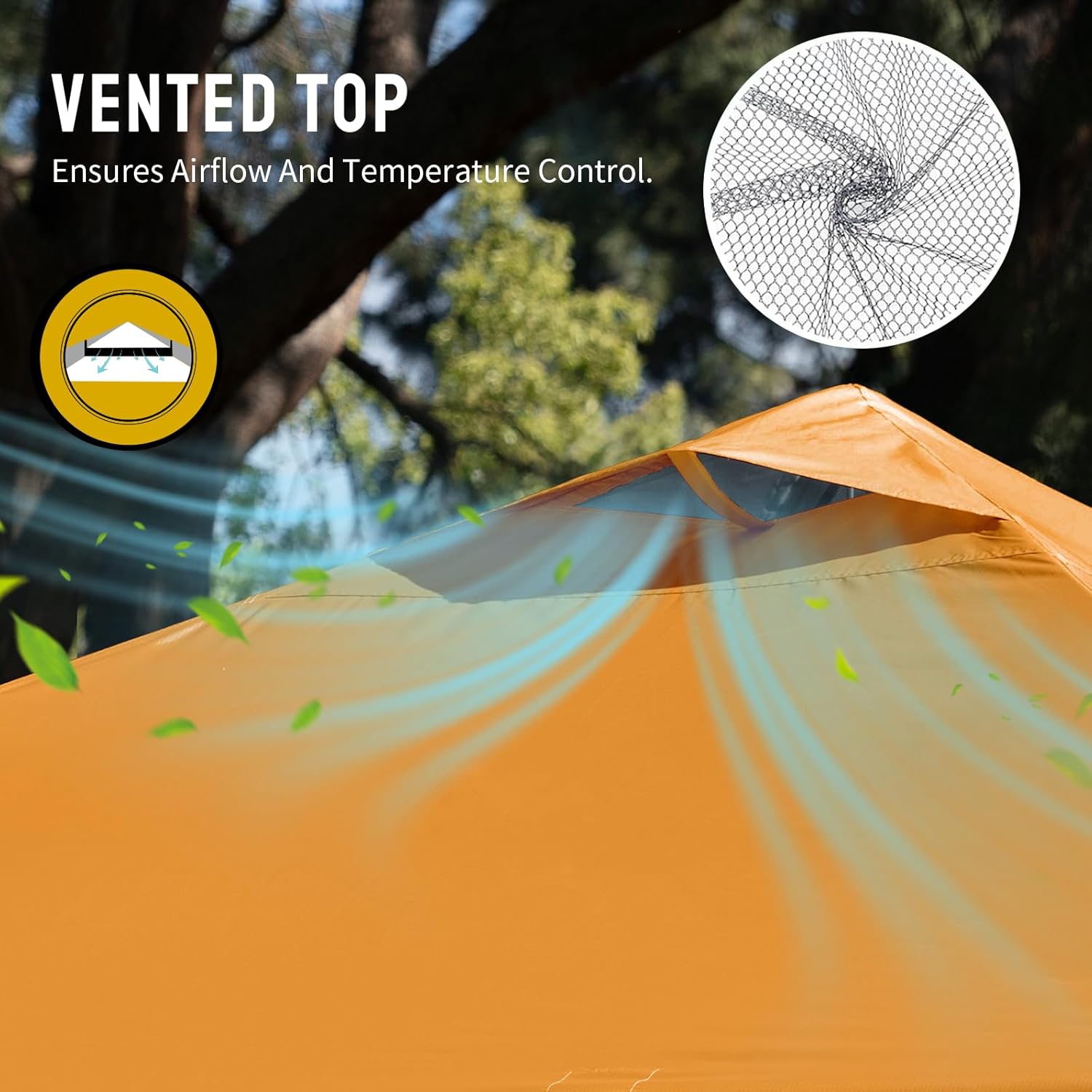 CROWN SHADES 10x10 Pop Up Canopy - Beach Tent with One Push Setup - Easy Outdoor Sun Shade for Events, Parties, Camping - Gazebo with STO-N-Go Cover Bag, Silver Coated Top, Orange