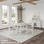 Signature Design by Ashley Robbinsdale Casual Removable Center Leaf Dining Extension Table with Trestle Base, Wood, Ash Veneer, Tabletop with Planked Effect, 2 Removable Center Leaves, Seats 8, White