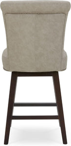 CHITA 26 Inch Counter Height Swivel Bar Stools Set of 2, FSC Certified Modern Upholstered Faux Leather Swivel Barstool Chair with Back, Stone Grey