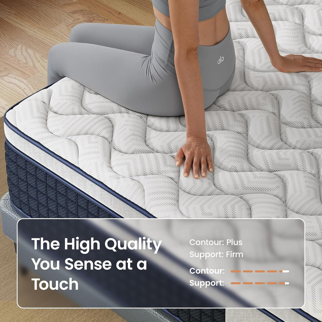 Extra Firm Queen Mattress 14 Inch, Deep Sleep Hybrid Mattress for Lumbar Support & Back Side Sleepers, Pain Relief Mattresses in a Box with Pocket Springs & Cooling Gel - 365-Night Trial, CertiPUR-US