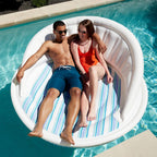 Solstice Inflatable Pool Lounger Float for Relaxation – Raft for Group Pool, Beach & Lake Use, Aqua Sofa with Pillows, White