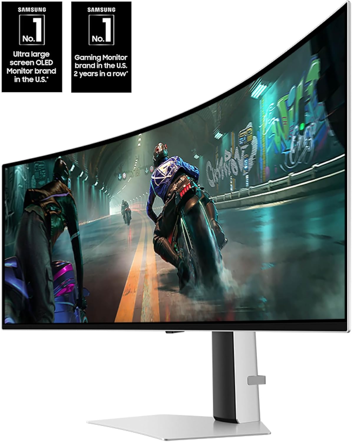 Samsung 49" Odyssey OLED G9 (G91SD) Dual QHD QD-OLED G-Sync Compatible Curved Gaming Monitor  144Hz  0.03ms  AMD FreeSync Premium Pro  Ergonomic Stand  3 Year Warranty  LS49DG910SNXZA  2024