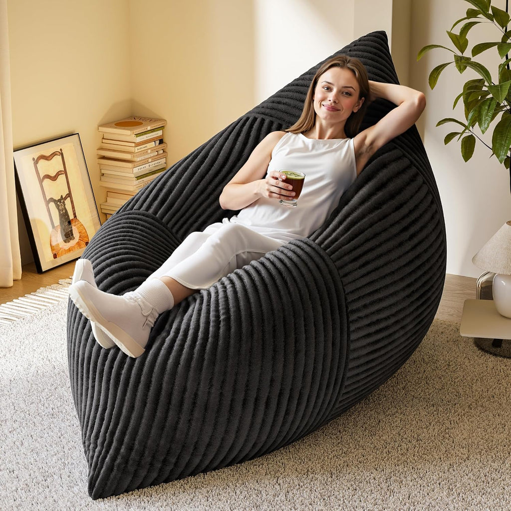Homall 3 in 1 Giant Bean Bag Chair for Adults, Convertible Bean Bag Floor Couch Bed with Washable Cover, High-Density Foam Chair Bed for Living Room, Dorm Room, Office (Black)