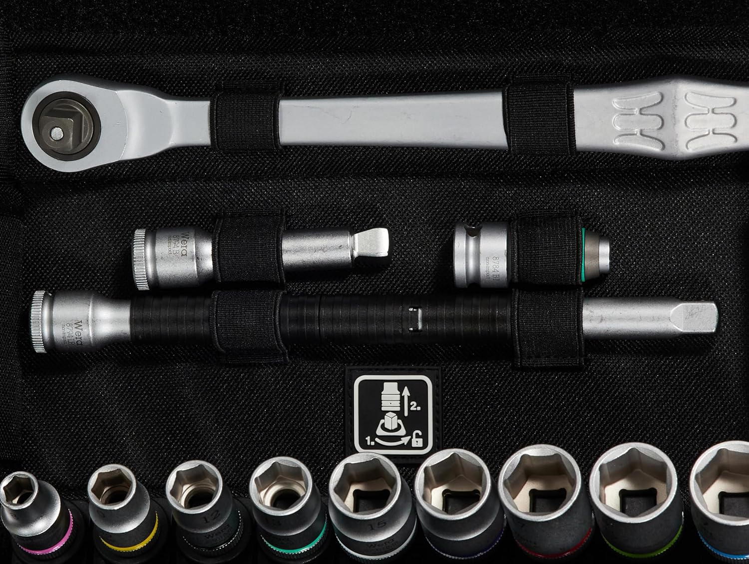 WERA 05004048001 8100 SB 8 Zyklop Metric Metal Ratchet Set with Switch Lever, 29 Piece, 3/8" Drive