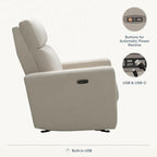 Nurture& The Glider Premium Power Recliner Nursery Glider Chair with Adjustable Head Support | Designed with a Thoughtful Combination of Function and Comfort | Built-in USB Charger (Ivory)