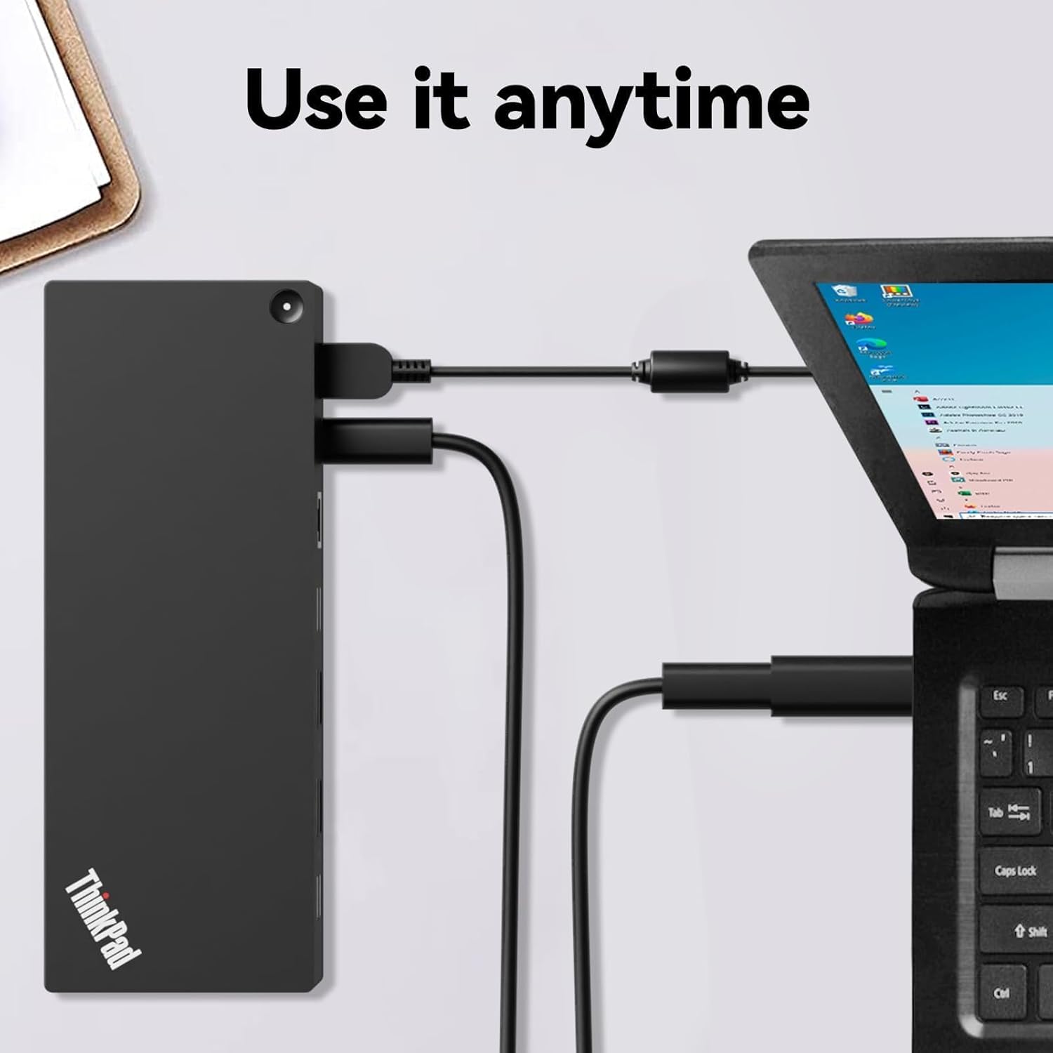 ThinkPad 40AF0135 Universal Hybrid USB-C with USB-A Adapter Docking Station for Lenovo Laptops  Dual Monitor  Comes with ITSPWR HDMI 4K Cable + DP Cable+ Cleaning Cloth