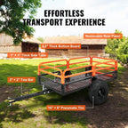 VEVOR ATV UTV Trailer Tow Behind Dump Cart  1500lbs 15 Cubic Feet  Heavy Duty Yard Garden Trailer Pull Behind Dump Trailer for Lawn Mower Tractor