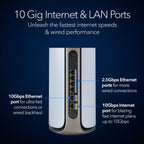NETGEAR Orbi 970 Series Quad-Band WiFi 7 Mesh Network System (RBE973S)  Router + 2 Satellite Extenders  Security Features  Up to 27Gbps  Covers Up to 10 000 sq. ft.  200 Devices  10 Gig Internet Port