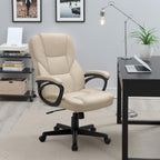 Furmax Office Executive Chair High Back Adjustable Managerial Home Desk Chair, Swivel Computer PU Leather Chair with Lumbar Support (1, Beige)