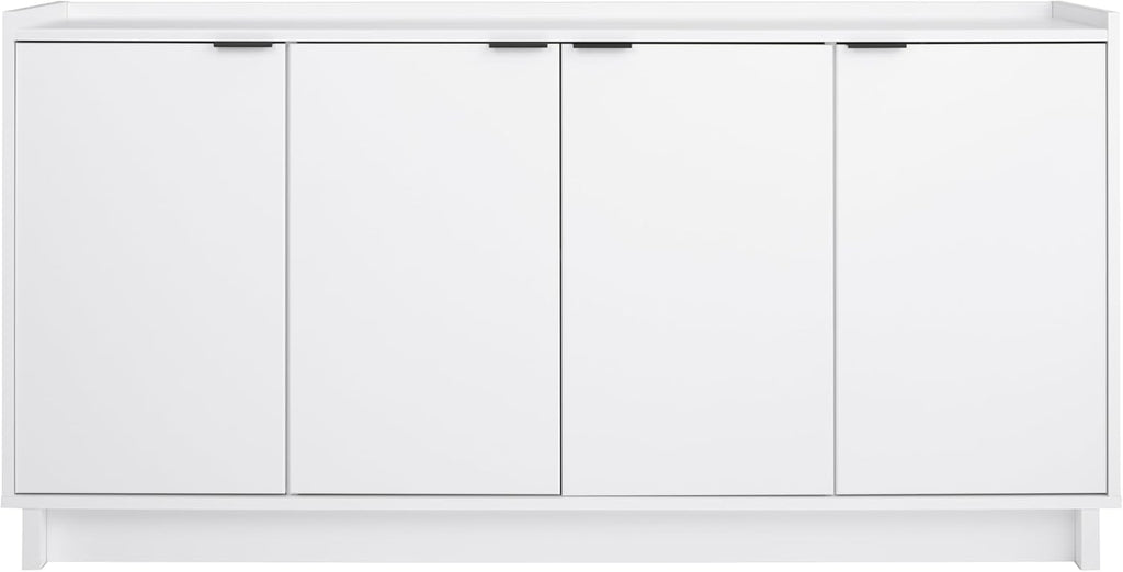 Prepac Simply Modern 4 Door Console Table with Storage, White Storage Cabinet with Doors and Shelves, Sideboard Storage Cabinet 60" W x 30" H x 16" D, WCBG-1820-1