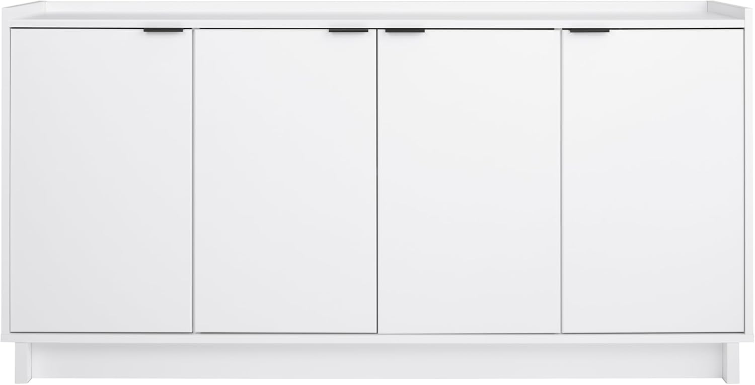 Prepac Simply Modern 4 Door Console Table with Storage, White Storage Cabinet with Doors and Shelves, Sideboard Storage Cabinet 60" W x 30" H x 16" D, WCBG-1820-1