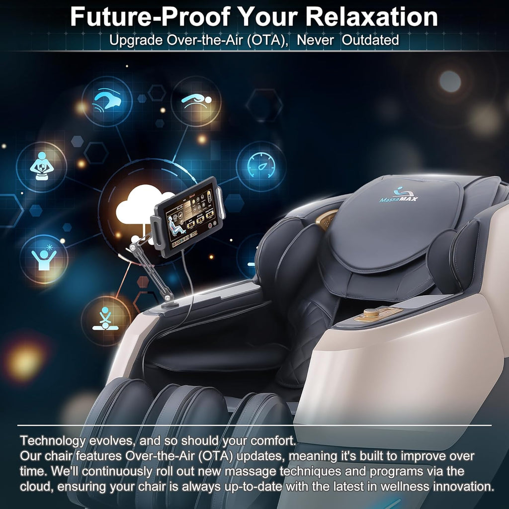 MassaMAX MT339 4D Massage Chair  Full Body Recliner with Auto Footrest  Zero Gravity  OTA Cloud Tech  SL Track  Deep Yoga Stretch  27 Modes  APP  AI Control  and Heating (Magic Black)