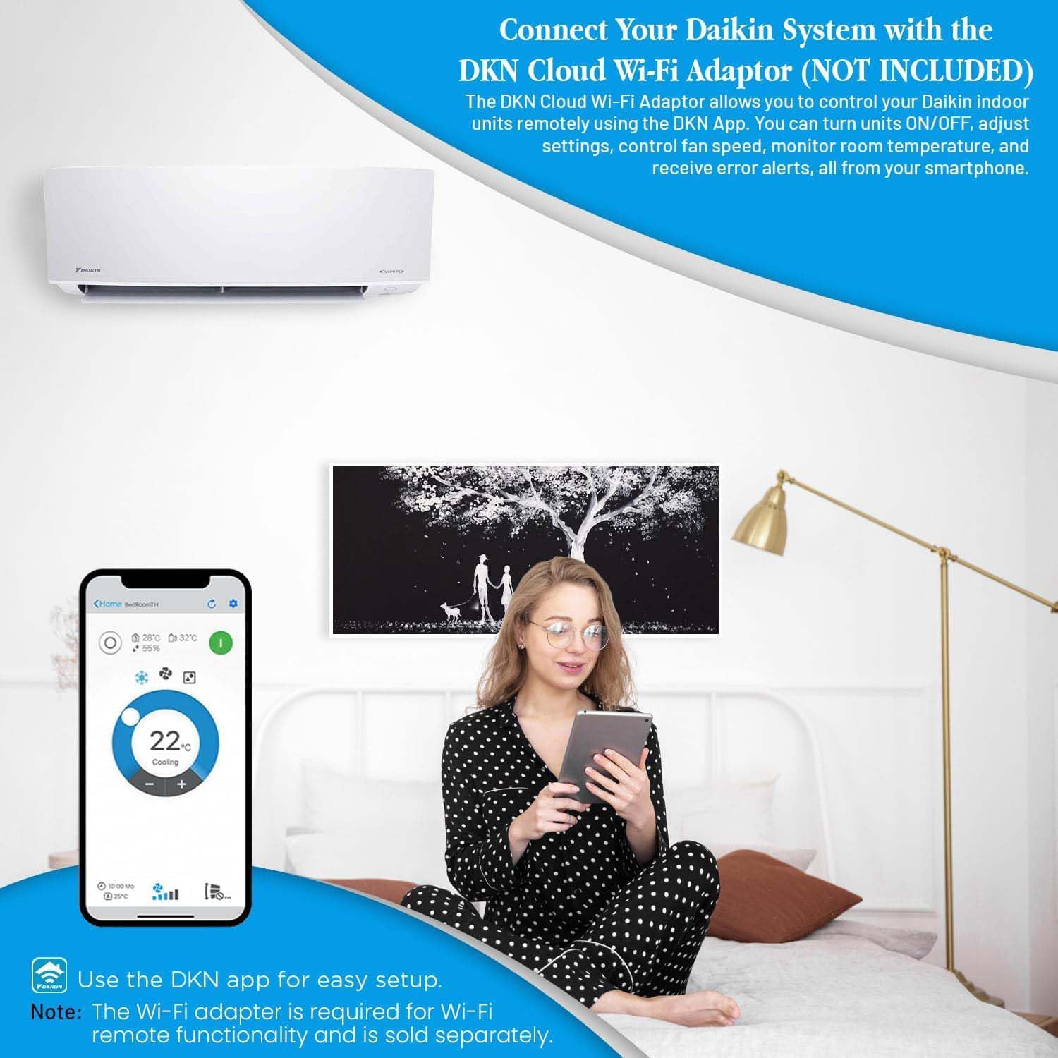 Daikin 18,000 BTU 18 SEER2 Entra R32 Series Ductless Mini Split Heat Pump System w/Maxwell All-Inclusive 15' Installation Kit and Wall Mounting Bracket (230V)
