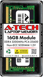 A-Tech 16GB DDR4 3200 MHz SODIMM PC4-25600 (PC4-3200AA) CL22 Non-ECC Laptop RAM Memory Module