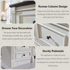 Farmhouse 5 Drawers Dresser for Bedroom, 46" Tall Dressers & Chests of Drawers w/Roman Column, Large Storage Dressers Organizer for Bedroom, Hallway, Living Room, White