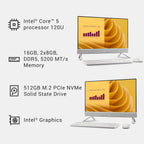 Dell 27 All-in-One Desktop ec27250-27-inch FHD (1920 x 1080) Display  Intel Core 5 Processor 120U  Intel Graphics  16GB DDR5 RAM  512GB SSD  Windows 11 Home  Onsite Service - White