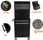 RYH 6 Drawers Rolling Tool Chest & Tool Box on Wheels | Heavy Duty Metal Cart with Ball Bearing Drawers | Fits US General Tool Box for Garage Storage (Black, 6 Drawers 3 in 1/51.99" H × 20.87" W)