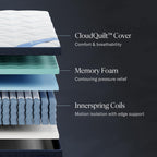DreamCloud Premier 13" Queen Mattress - Luxury Hybrid Gel Memory Foam - 365 Night Trial - Back Pain Relief - Fiberglass Free - Forever Warranty - Mattress in a Box - CertiPUR-US Certified