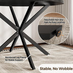 Vantic 47" Round Dining Table for 4-6 People, Modern Wood Kitchen Table for Small Space, Circle Dining Table with Metal Base for Kitchen & Living Room, Black