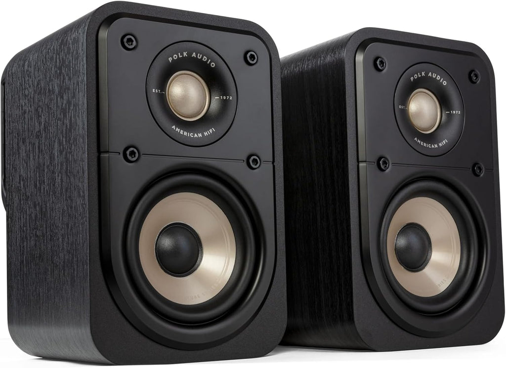 Polk Signature Elite ES10 Surround Sound Speakers - Hi-Res Audio Certified  Dolby Atmos & DTS:X Compatible  1" Tweeter & 4" Woofer  Power Port Technology for Bass (Pair  Stunning Black)