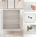 Giantex 2 Door Storage Base Cabinet - Freestanding Floor Cabinet with 3-Tier Shelf, 28” x 13.5” x 33.5”, Non-Slip Foot Pads, Kitchen Cupboard Storage Organizer for Living Room, Entryway, Office