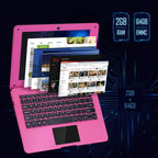 G-Anica Laptop Computer(10.1 inch), Quad Core Powered by Android 12.0, Netbook Computer with WiFi, Webcam and Bluetooth, Mini Laptop with Bag, Mouse, and Mouse Pad for Kids and Adults（Pink）
