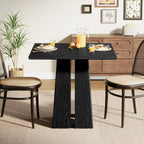 LITTLE TREE Wooden Square Dining Table 4 Sets, 31.5" Farmhouse Kitchen Table with Heavy-Duty Pedestal Base, Dinner Furniture for Dining Room, Living Room, Kitchen (1, Black)