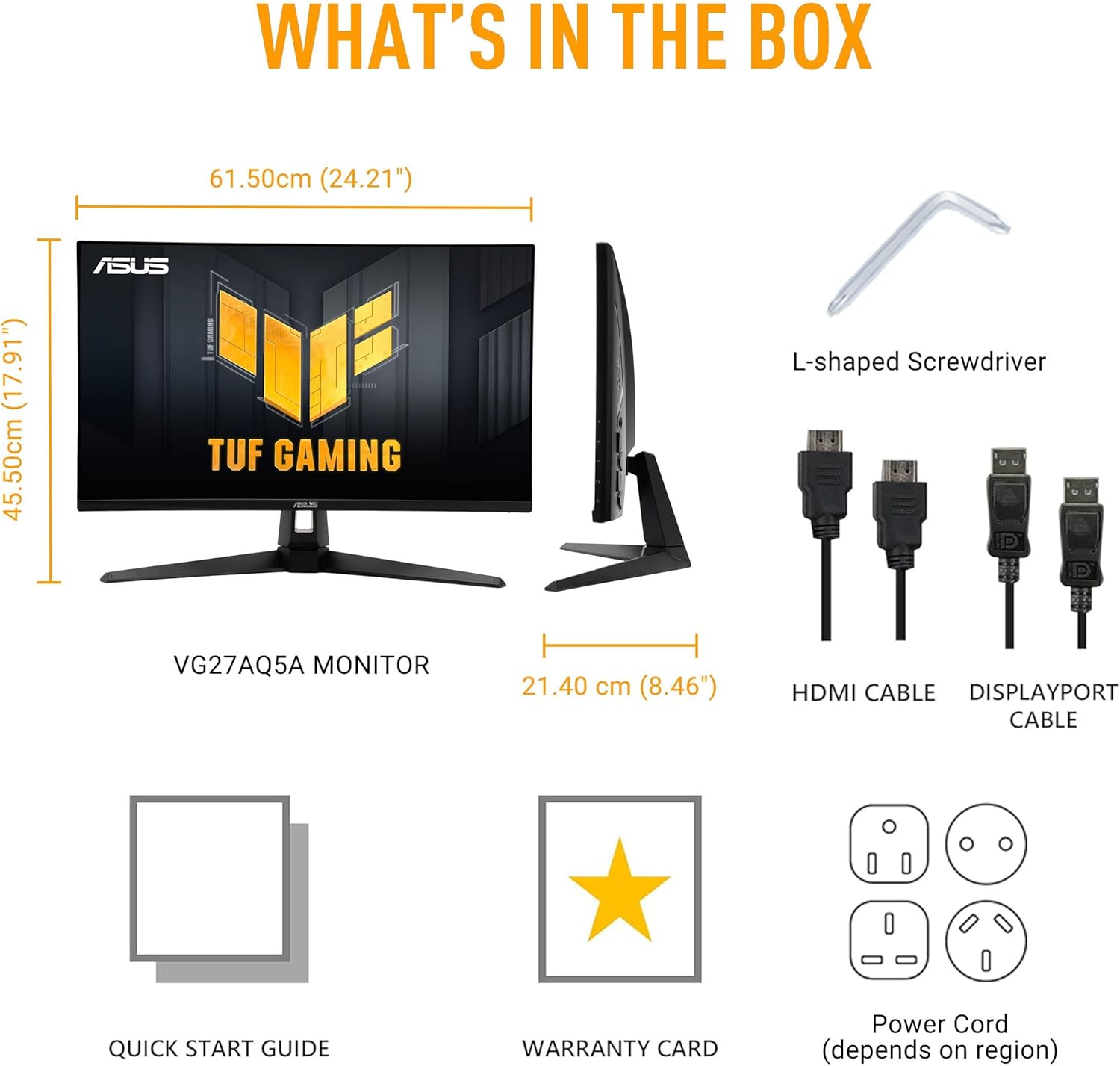 ASUS TUF Gaming 27” 1440P Monitor (VG27AQL5A) – QHD (2560 x 1440)  210Hz  0.3ms  Fast IPS  Extreme Low Motion Blur Sync  Speakers  DisplayWidget Center  Gaming AI  Height Adjustment  3 yr Warranty