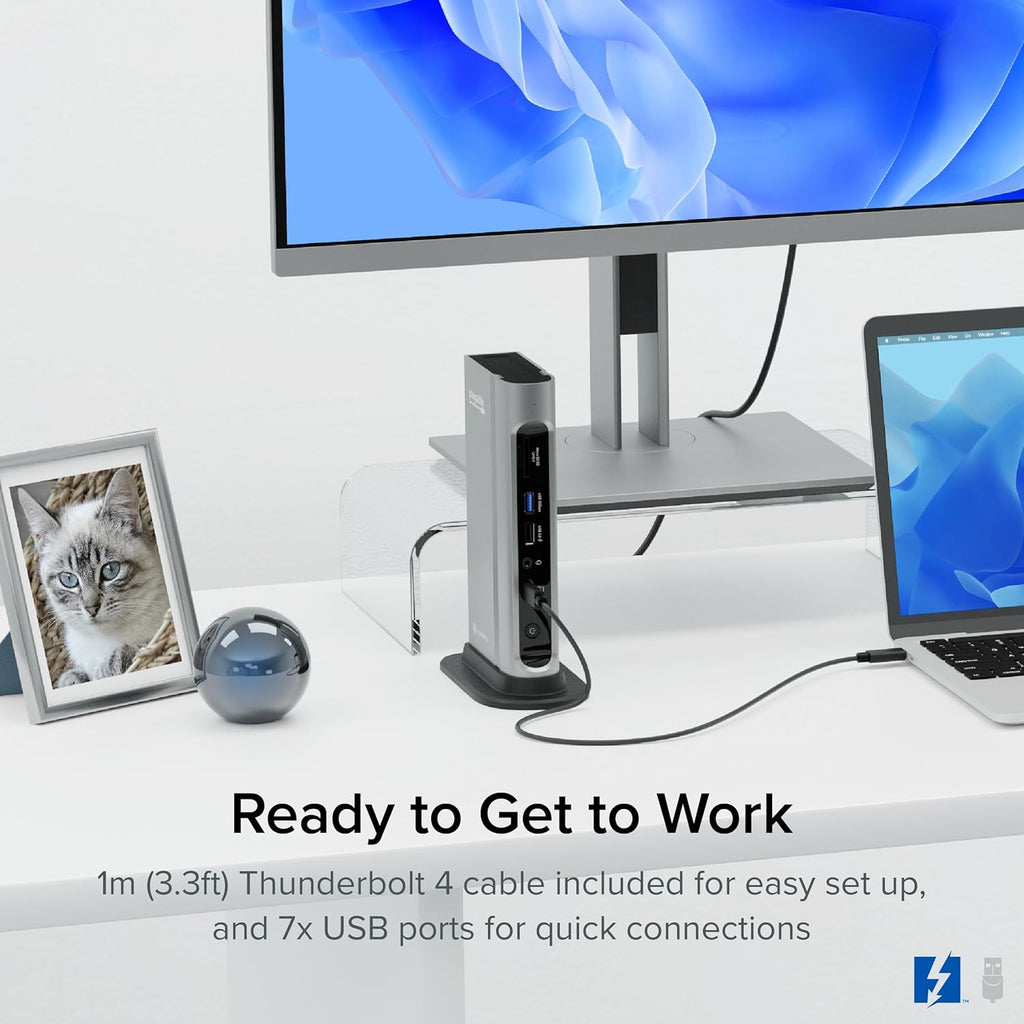 Plugable 16-in-1 Thunderbolt 4 Dock – Dual 4K Monitors for M4/M5 MacBook Air/Pro  100W Charging  2X HDMI  2X DisplayPort  2.5G Ethernet  7X USB  MicroSD/SD Card Reader  Windows & USB4 Compatible