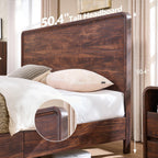 Modern King Size Bed Frame with 50" Tall Headboard, Wood King Size Platform Bed Frame w/3 Storage Drawers, Curved Profile Design, No Box Spring Needed, Easy Assembly, Noise Free, Dark Walnut