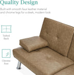 Best Choice Products Faux Leather Upholstered Modern Convertible Futon, Adjustable Folding Sofa Bed, Guest Bed w/Removable Armrests - Taupe