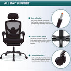 DUMOS Office Desk Computer Chair with Footrest, Ergonomic Mesh Swivel Gaming Chair with Rolling Wheels, Comfortable Headrest, Lumbar Support, Comfy for Home, Office, Task, Student, Inky