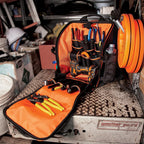 Klein Tools 80062 Backpack Tool Kit with Tradesman Pro 21-Pocket Backpack, Insulated Tumbler and Leather Key-Chain, 3-Piece