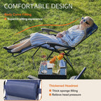 Sweetcrispy Zero Gravity Chairs Set of 2, Outdoor Folding Reclining Lounge Chair with Cup Holder Tray & Adjustable Pillow, Portable Camping Beach Patio Poolside Lawn Yard Chair, Classic Blue