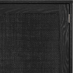 Finnhomy Sideboard Buffet Kitchen Storage Cabinet with Black Painted Rattan Decorated Doors, Dining Room, Hallway, Cupboard Console Table, Liquor/Accent Cabinet, 31.5X 15.8X 34.6 Inches, Black