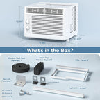 ZAFRO 5000BTU Window Air Conditioners Cool Up to 150 Sq Ft,Quiet Operation Window AC Unit with 2 Cool&Fan Functions,Easy to Use Mechanical Control,Washable Filter,Easy Install Kit,for Small Room,White