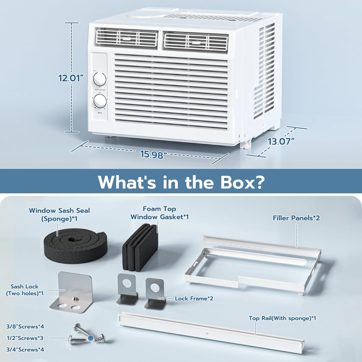 ZAFRO 5000BTU Window Air Conditioners Cool Up to 150 Sq Ft,Quiet Operation Window AC Unit with 2 Cool&Fan Functions,Easy to Use Mechanical Control,Washable Filter,Easy Install Kit,for Small Room,White
