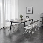 Karl home 6 Pack White Folding Chairs with Padded Seats for Outdoor & Indoor, Portable Stackable Commercial Seat with Steel Frame for Events Office Wedding Party, 330lbs Capacity
