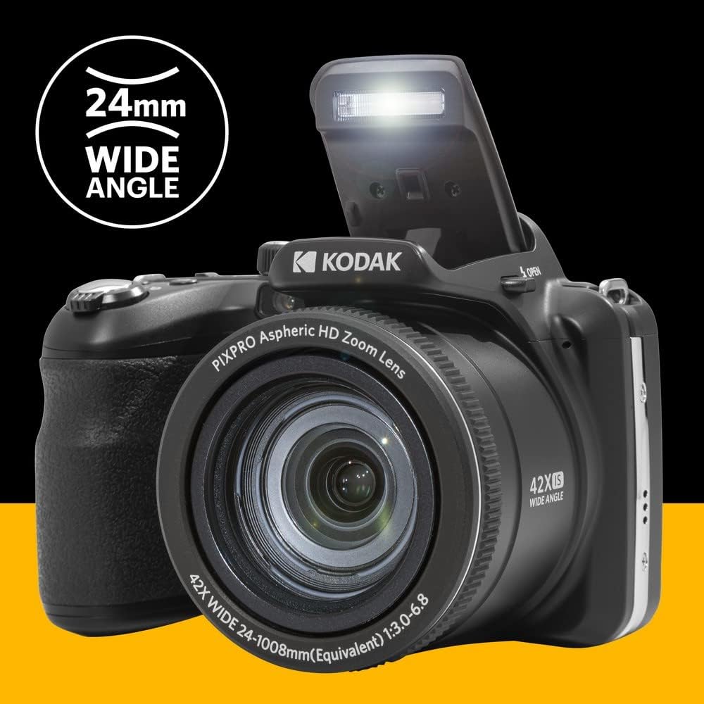 Kodak PIXPRO AZ425-BK 20MP Digital Camera  42X Zoom  24mm Wide Angle Lens  Image Stabilization  1080p Full HD Video  3" LCD  Black
