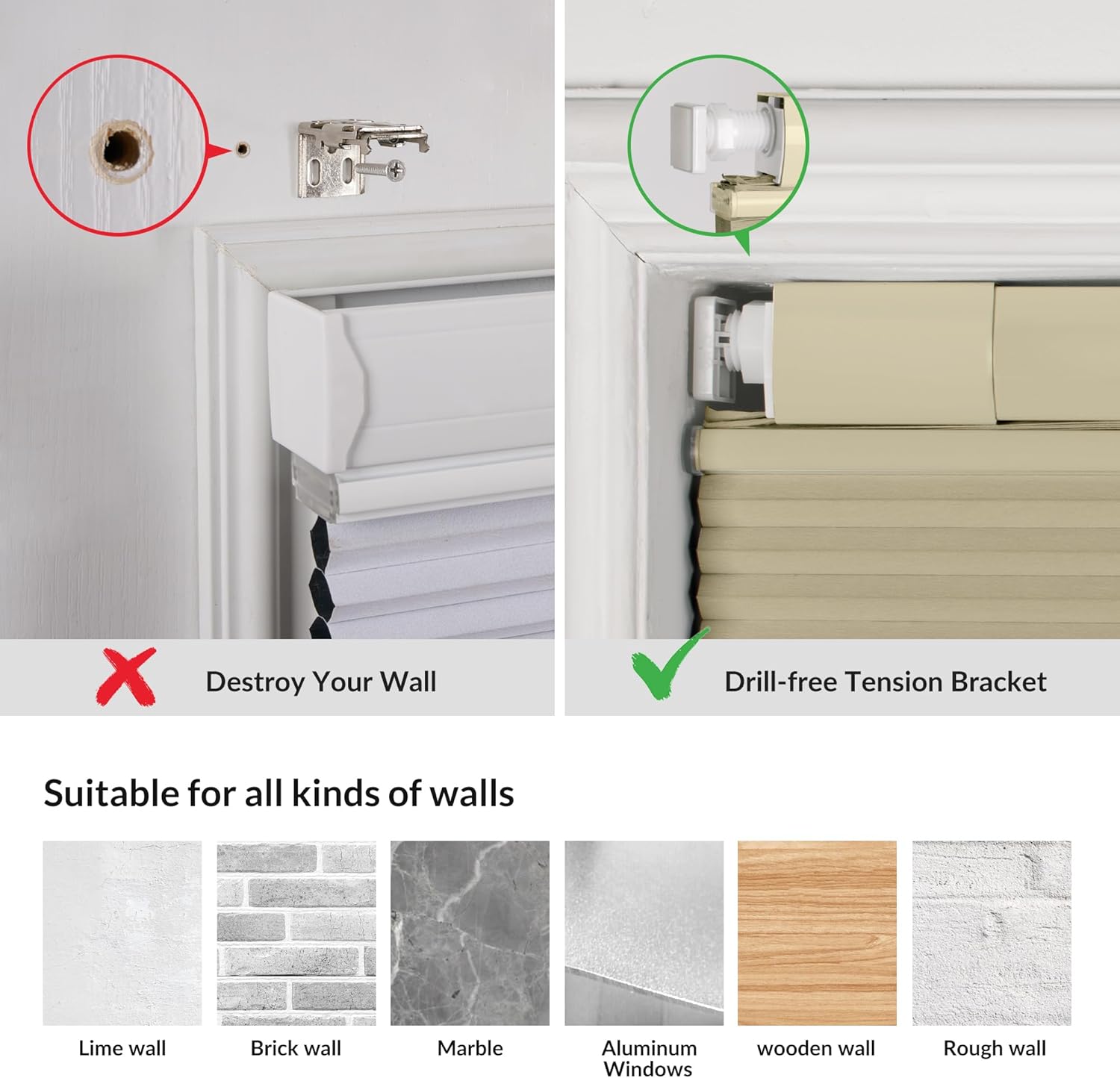 BERISSA Top Down Bottom Up Cordless Cellular Shades No Tools No Drill Blinds for Windows Shades for Indoor Windows Easy to Install,52" W x 52" H ?100% Blackout Beige...