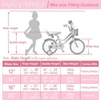 Glaf Kids Toddler Bike 12 14 16 20 Inch Girls Bike with Training Wheels Age 2-12 Years Old Toddler Girls Bike with Basket and Doll Seat Adjustable Seat