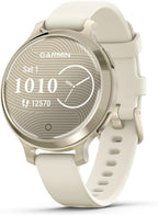 Garmin Lily® 2 Active  Small and Stylish Smartwatch  Built-in GPS  Hidden Display  Patterned Lens  Up to 9 Days Battery Life  Lunar Gold with Bone Silicone Band