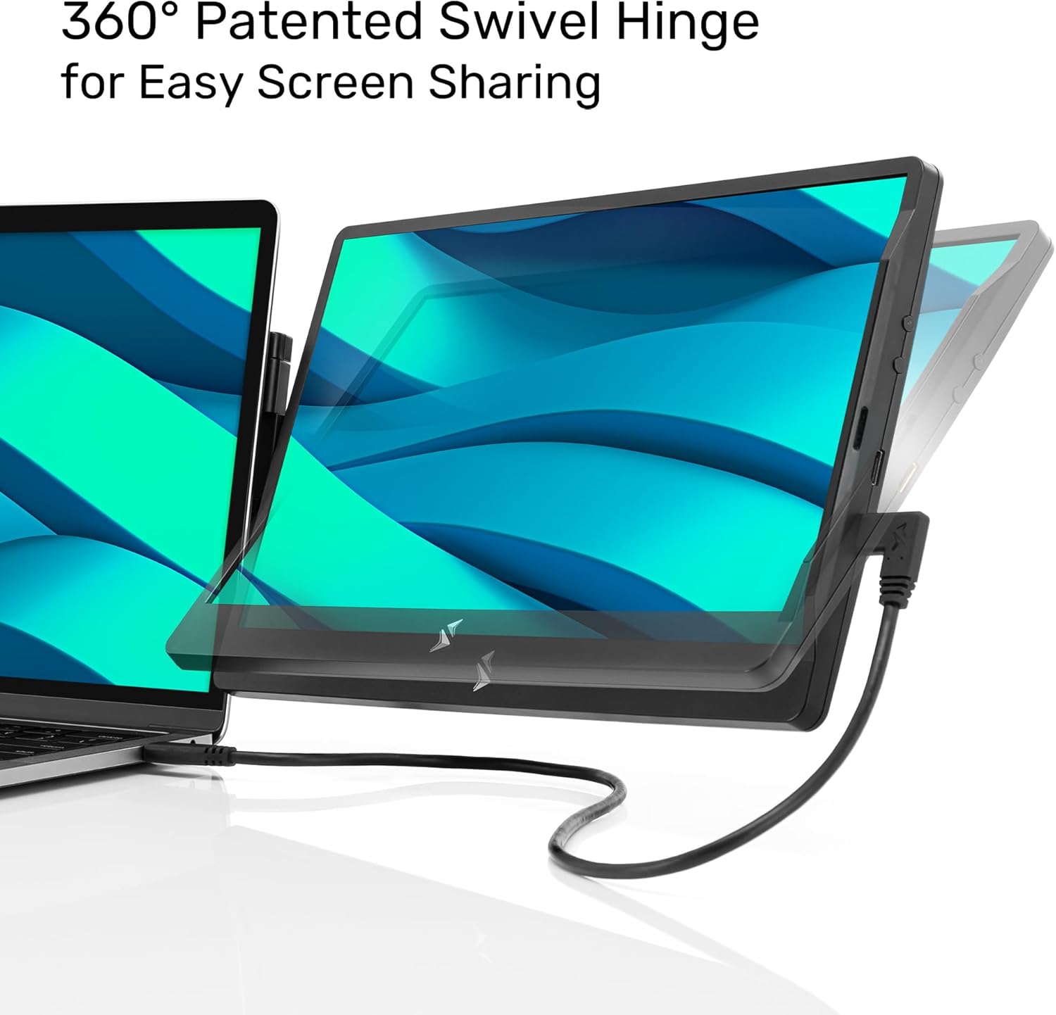 SideTrak Swivel 14" Attachable Portable Monitor Extender  FHD TFT Laptop Dual Screen with Kickstand + Unique Swivel Hinge  Compatible with Mac  PC  Chrome  Powered by USB/Mini HDMI Port (Black)