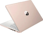 HP 14" Business Laptop Computer with Microsoft Office 365  4-Core Intel Processor  128GB UFS + 1TB Cloud Storage  8GB RAM  Windows 11  SageNova Earphones  Pale Rose Gold